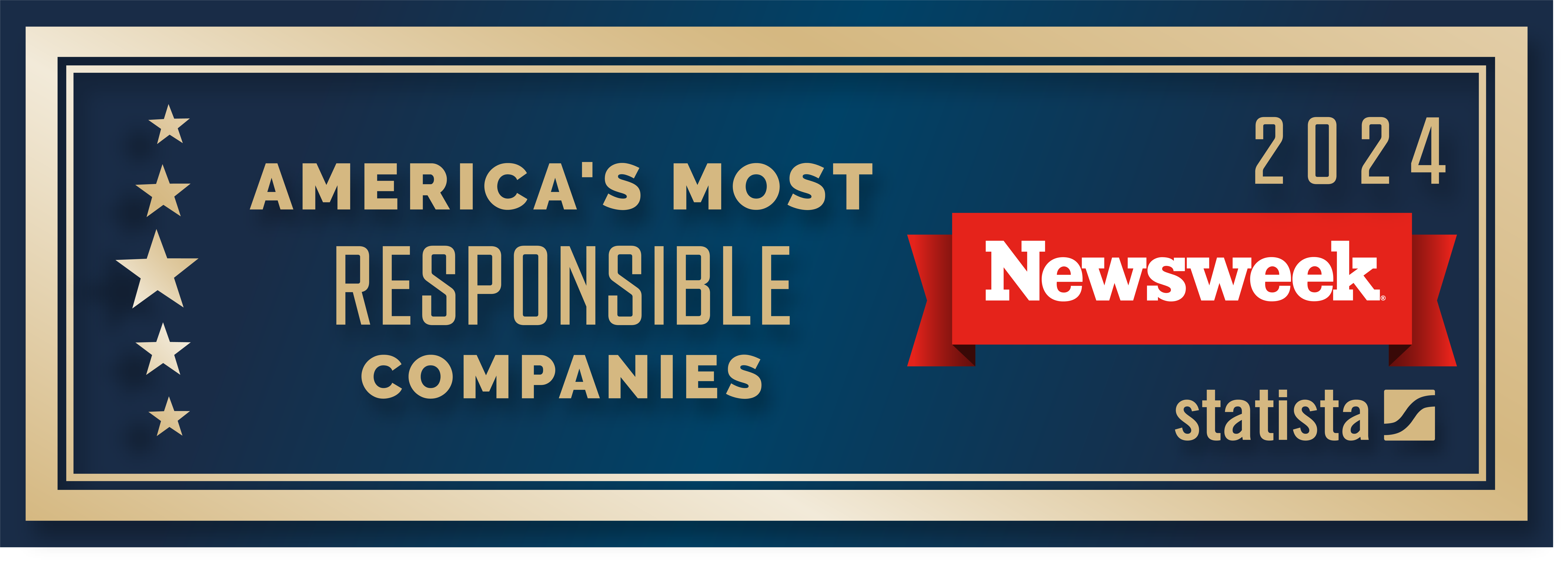 Banner graphic with Newsweek and Statista logos that reads America's Most Responsible Companies 2024